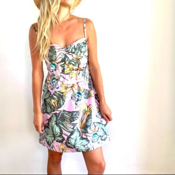 J.Crew pink dress tropical Pattern US XS - Picture 2 of 12